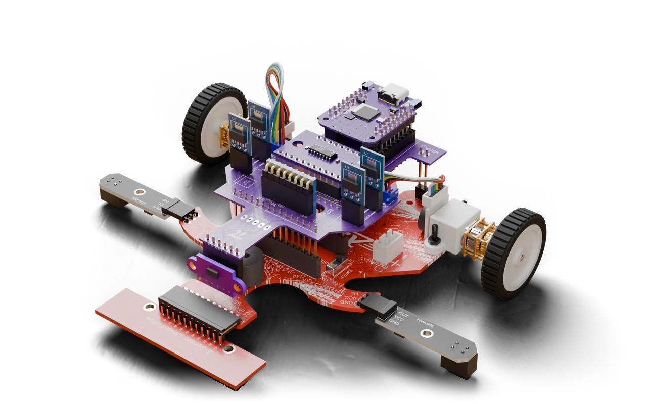 Open Lambda Core armado: placa base roja, Escudo Core morado y módulos enchufados
